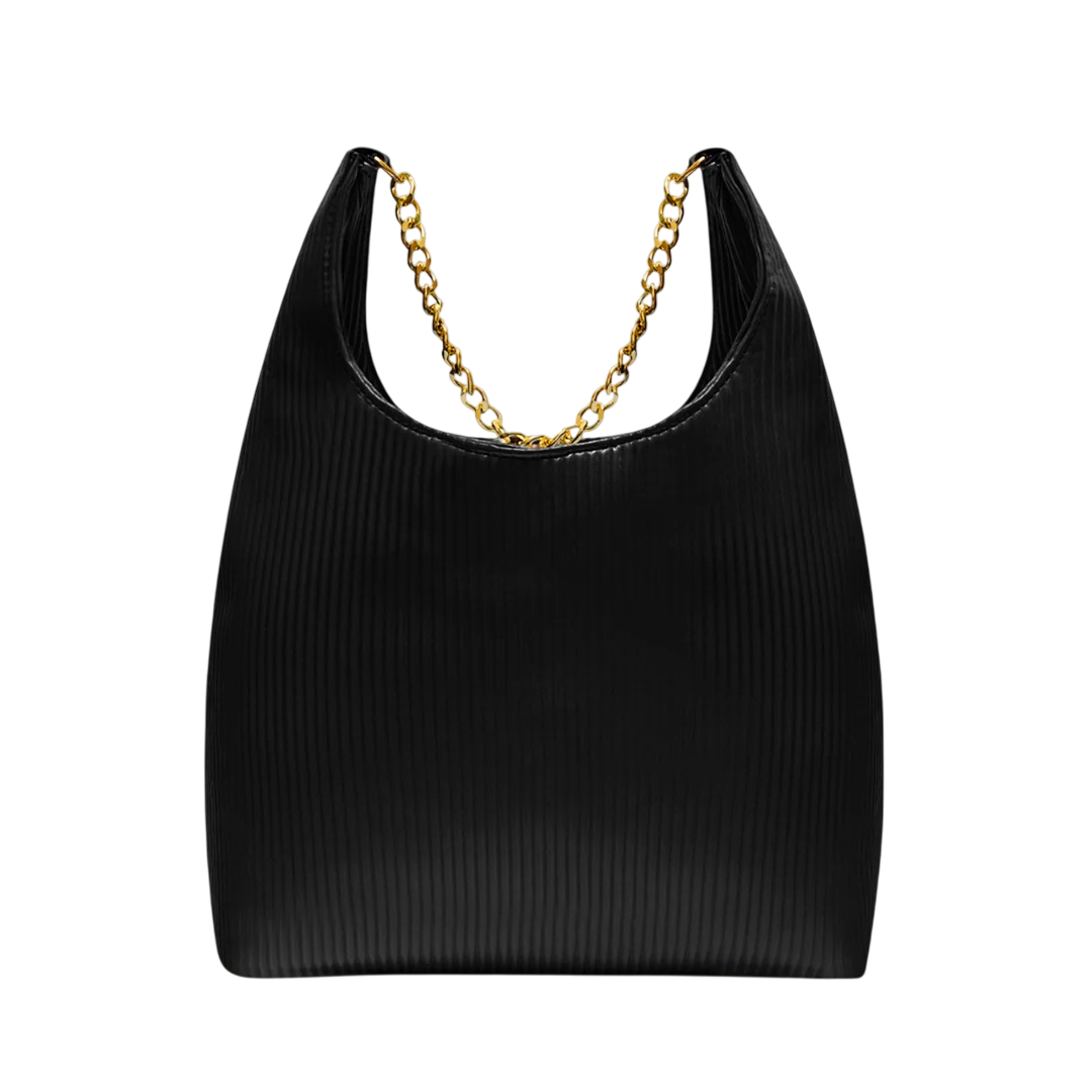 Magnetic Lock Closure Black Handbag